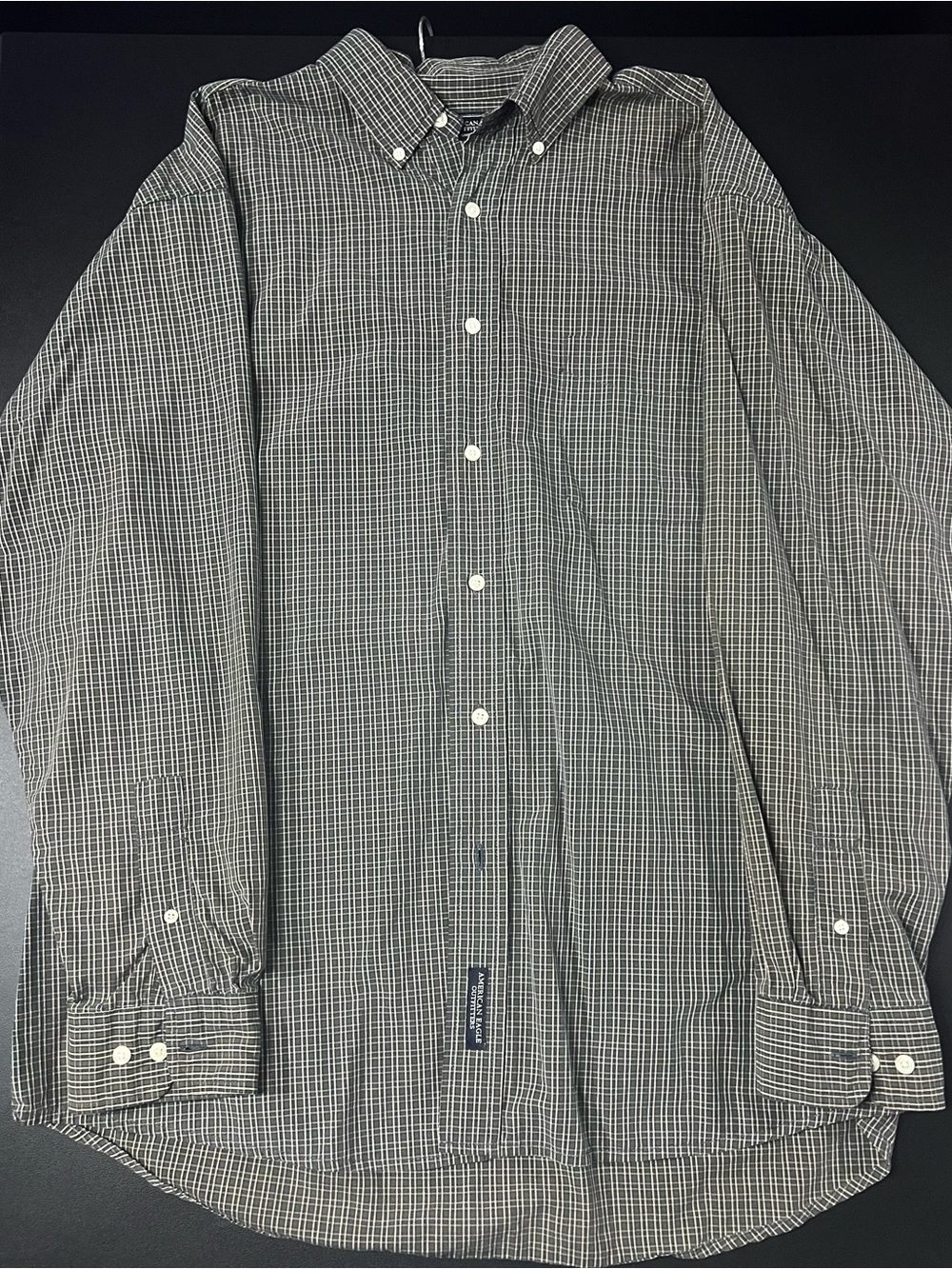 American Eagle Classic Fit Gray Gingham Plaid Cotton Mens Size L Seriously Soft